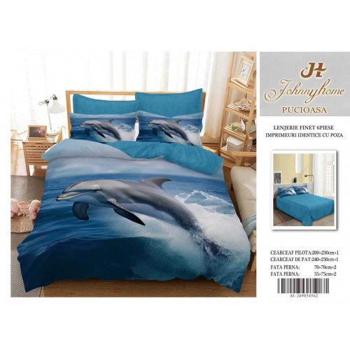 Lenjerie de pat Finet 6 piese – Model DELFIN 3D LFM3D3