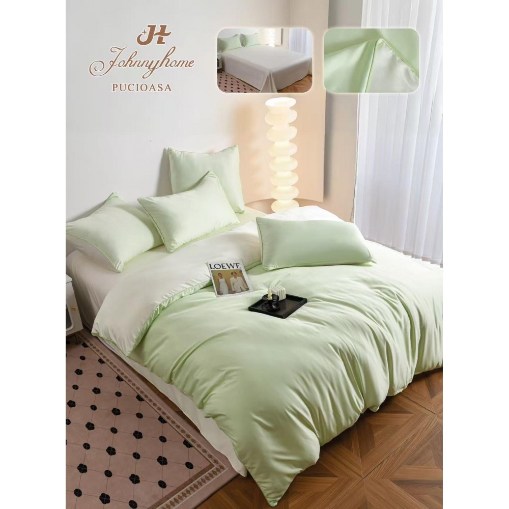 Set Lenjerie de pat 6 piese, Uni, 2 Persoane, Satin/Matase, Cearceaf de pat 230x240cm, LMM10 Lenjerii din matase