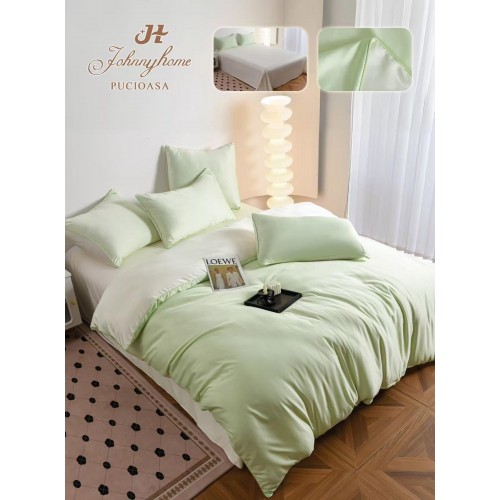 Set Lenjerie de pat 6 piese, Uni, 2 Persoane, Satin/Matase, Cearceaf de pat 230x240cm, LMM10
