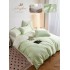 Set Lenjerie de pat 6 piese, Uni, 2 Persoane, Satin/Matase, Cearceaf de pat 230x240cm, LMM10