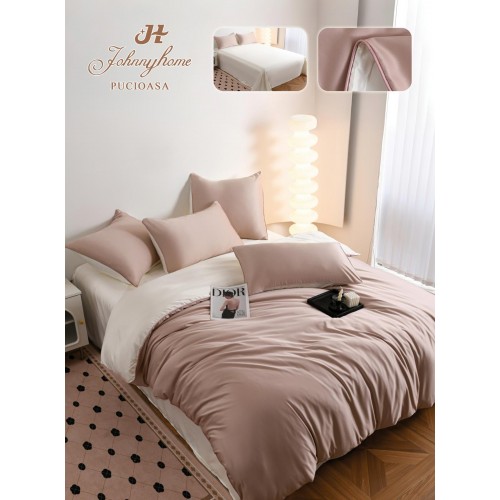 Set Lenjerie de pat 6 piese, Uni, 2 Persoane, Satin/Matase, Cearceaf de pat 230x240cm, LMM12
