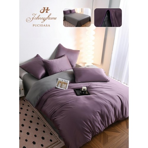 Set Lenjerie de pat 6 piese, Uni, 2 Persoane, Satin/Matase, Cearceaf de pat 230x240cm, LMM13