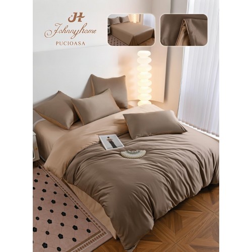 Set Lenjerie de pat 6 piese, Uni, 2 Persoane, Satin/Matase, Cearceaf de pat 230x240cm, LMM15