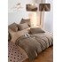 Set Lenjerie de pat 6 piese, Uni, 2 Persoane, Satin/Matase, Cearceaf de pat 230x240cm, LMM15