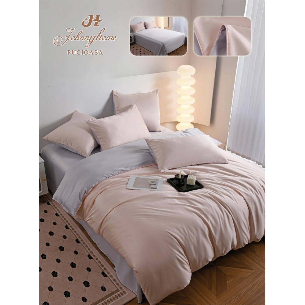 Set Lenjerie de pat 6 piese, Uni, 2 Persoane, Satin/Matase, Cearceaf de pat 230x240cm, LMM16 Lenjerii din matase