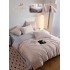 Set Lenjerie de pat 6 piese, Uni, 2 Persoane, Satin/Matase, Cearceaf de pat 230x240cm, LMM16