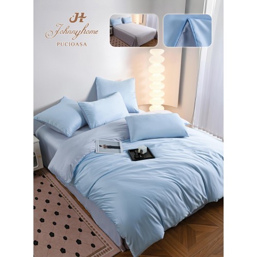 Set Lenjerie de pat 6 piese, Uni, 2 Persoane, Satin/Matase, Cearceaf de pat 230x240cm, LMM17
