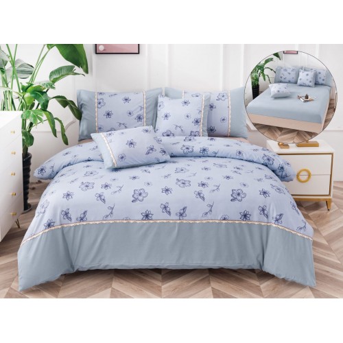 Lenjerie DIN FINET 6 piese, CEARCEAF DE PAT CU ELASTIC, pat dublu, ,  LFE6PP17