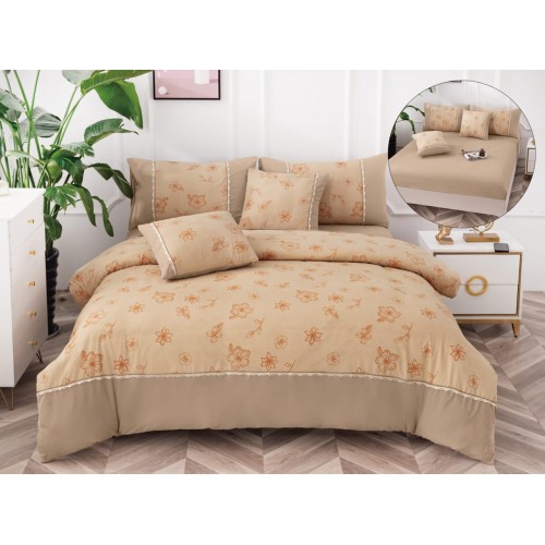 Lenjerie DIN FINET 6 piese, CEARCEAF DE PAT CU ELASTIC, pat dublu, ,  LFE6PP18
