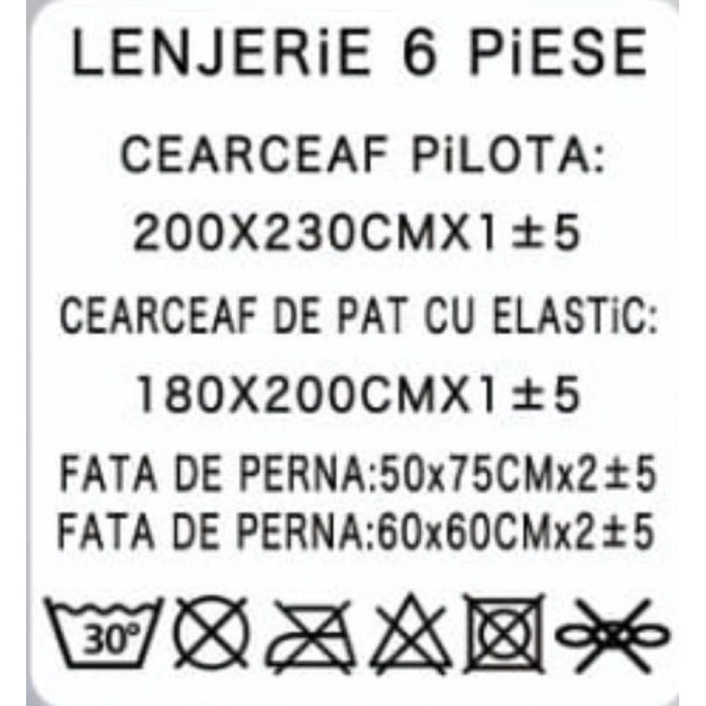 Lenjerie de pat bumbac fin grofat cu elastic  ,  LFE6PP32 Lenjerii din finet 6 piese cu  elastic