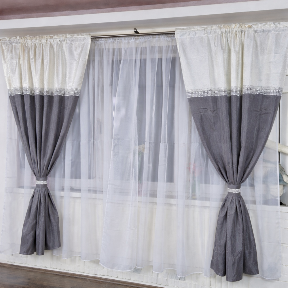 Set unic de perdele Plus draperii decorative pentru sufragerie dormitor, 4 Metri Pe 160cm, PRDL51 DRAPERII