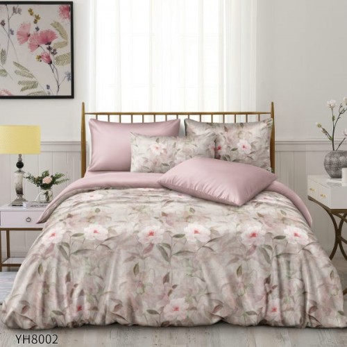 Set Lenjerie Eleganta Satinat , 4 piese cu ELASTIC, Cearceaf de pat cu elastic 180x200cm, YH8002