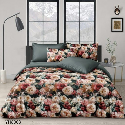 Set Lenjerie Eleganta Satinat , 4 piese cu ELASTIC, Cearceaf de pat cu elastic 180x200cm, YH8003