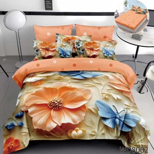 Lenjerie de pat bumbac finet Premium CU ELASTIC – gama 5D – 4 piese WD8062