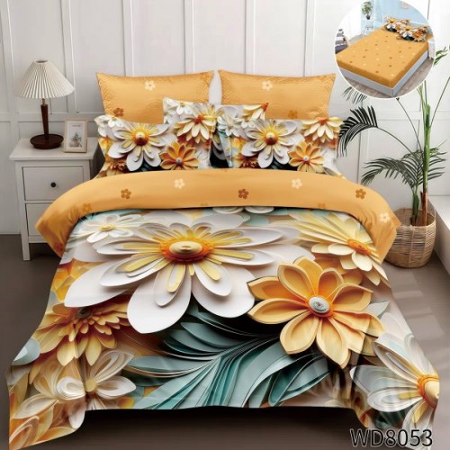 Lenjerie de pat bumbac finet Premium CU ELASTIC – gama 5D – 4 piese WD8053