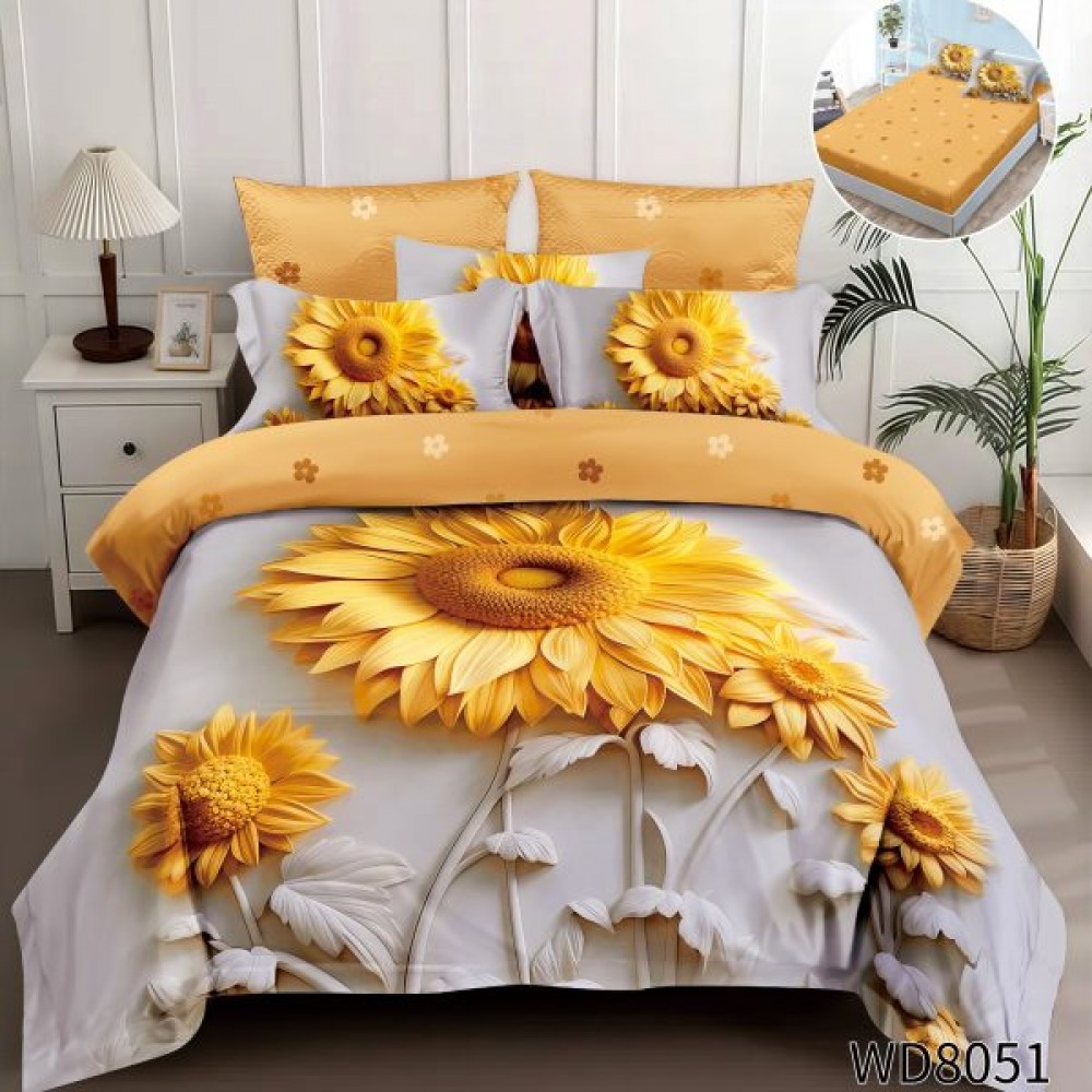 Lenjerie de pat bumbac finet Premium CU ELASTIC – gama 5D – 4 piese WD8051 LENJERII DIN FINET 5D