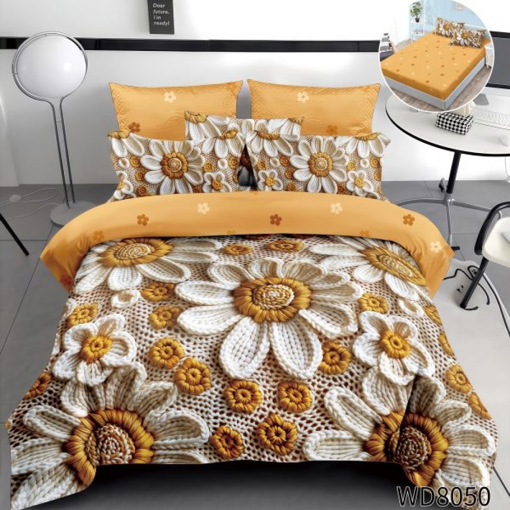 Lenjerie de pat bumbac finet Premium CU ELASTIC – gama 5D – 4 piese WD8050 LENJERII DIN FINET 5D