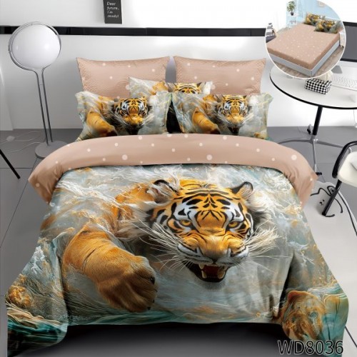 Lenjerie de pat bumbac finet Premium CU ELASTIC – gama 5D – 4 piese WD8036