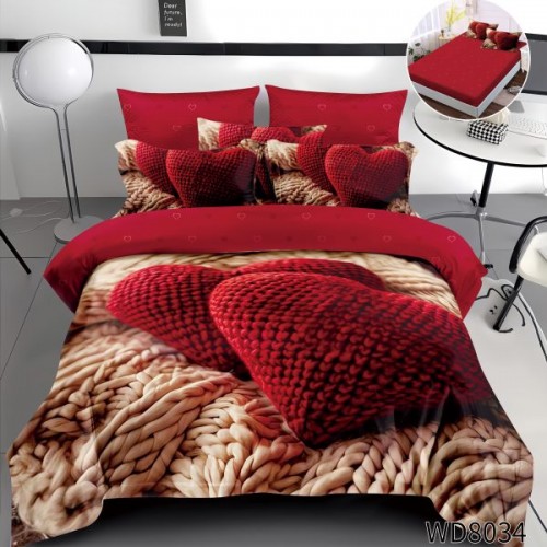 Lenjerie de pat bumbac finet Premium CU ELASTIC – gama 5D – 4 piese WD8034