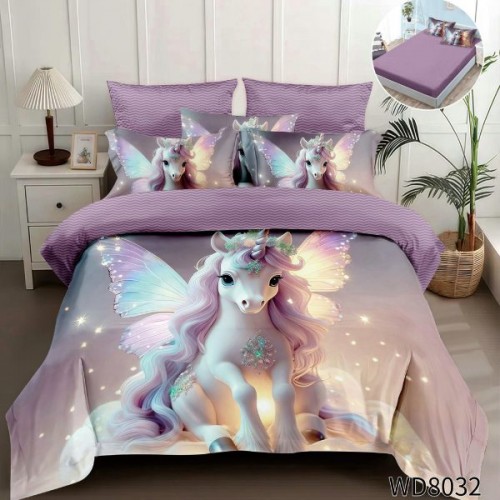 Lenjerie de pat bumbac finet Premium CU ELASTIC – gama 5D – 4 piese WD8032