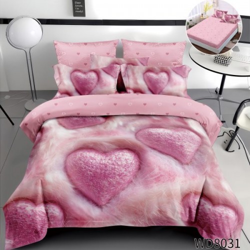 Lenjerie de pat bumbac finet Premium CU ELASTIC – gama 5D – 4 piese WD8031