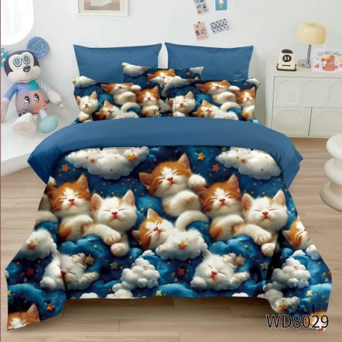 Lenjerie de pat bumbac finet Premium CU ELASTIC – gama 5D – 4 piese WD8029