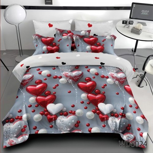 Lenjerie de pat bumbac finet Premium CU ELASTIC – gama 5D – 4 piese WD8024