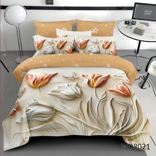Lenjerie de pat bumbac finet Premium CU ELASTIC – gama 5D – 4 piese WD8021