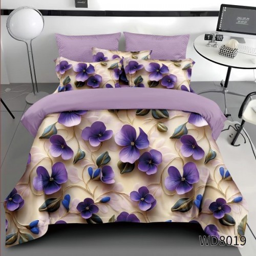 Lenjerie de pat bumbac finet Premium CU ELASTIC – gama 5D – 4 piese WD8019