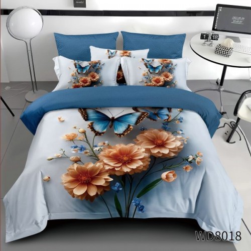 Lenjerie de pat bumbac finet Premium CU ELASTIC – gama 5D – 4 piese WD8018