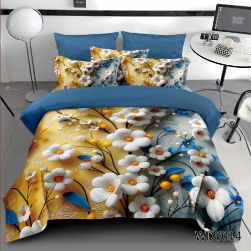 Lenjerie de pat bumbac finet Premium CU ELASTIC – gama 5D – 4 piese WD8014