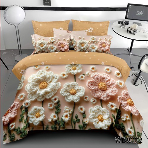 Lenjerie de pat bumbac finet Premium CU ELASTIC – gama 5D – 4 piese WD8002