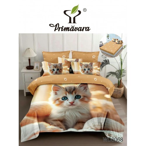 Lenjerie de pat bumbac finet Premium CU ELASTIC – gama 5D – 4 piese WD8068