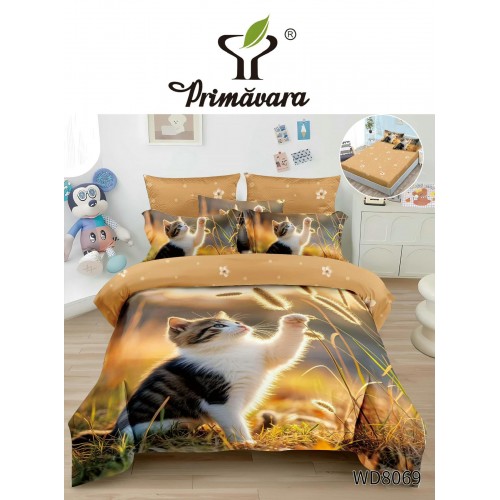 Lenjerie de pat bumbac finet Premium CU ELASTIC – gama 5D – 4 piese WD8069