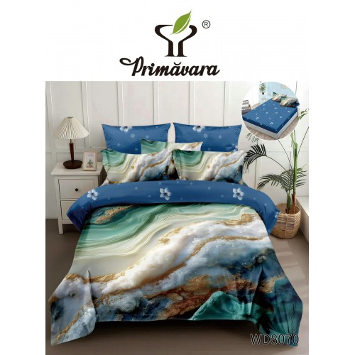 Lenjerie de pat bumbac finet Premium CU ELASTIC – gama 5D – 4 piese WD8070