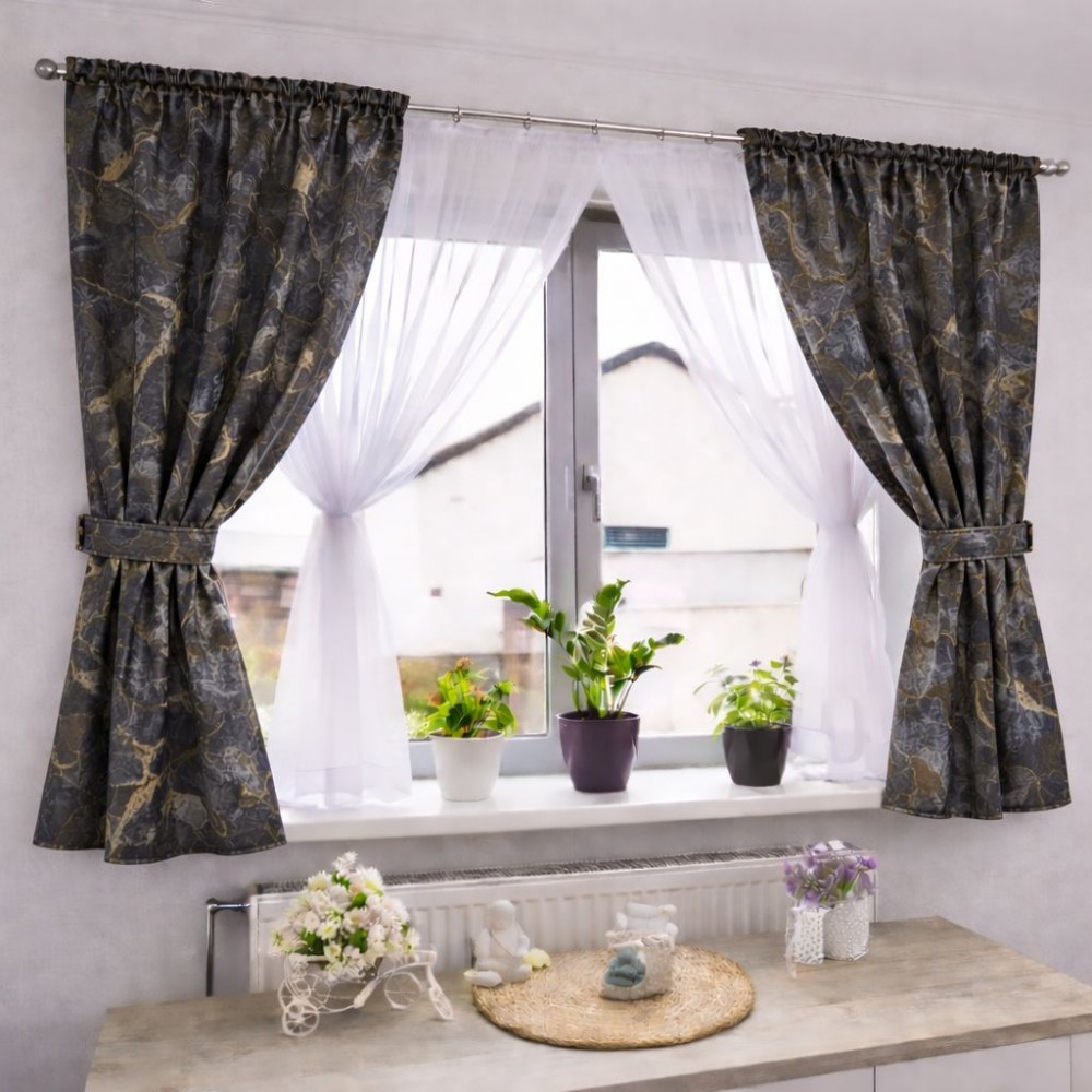 Set Perdea Voal + Draperie Catifea Blackout 400x160 cm PROVENINETA TURCIA, CALITATE GARANTATA!  SET8 DRAPERII