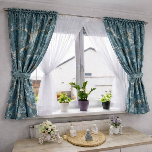 Set Perdea Voal + Draperie Catifea Blackout 400x160 cm PROVENINETA TURCIA, CALITATE GARANTATA!  SET9