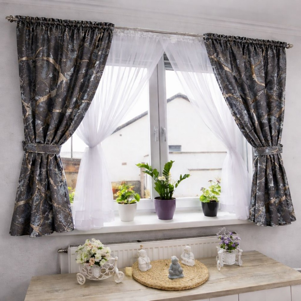 Set Perdea Voal + Draperie Catifea Blackout 400x160 cm PROVENINETA TURCIA, CALITATE GARANTATA!  SET10 DRAPERII