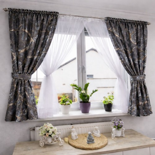 Set Perdea Voal + Draperie Catifea Blackout 400x160 cm PROVENINETA TURCIA, CALITATE GARANTATA!  SET10