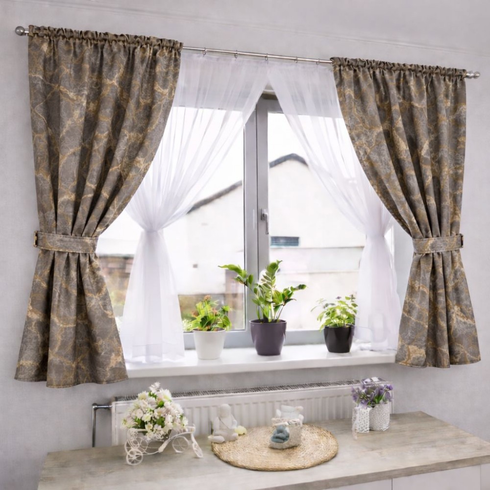 Set Perdea Voal + Draperie Catifea Blackout 400x160 cm PROVENINETA TURCIA, CALITATE GARANTATA!  SET11 DRAPERII