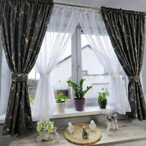Set Perdea Voal + Draperie Catifea Blackout 400x160 cm PROVENINETA TURCIA, CALITATE GARANTATA!  SET16
