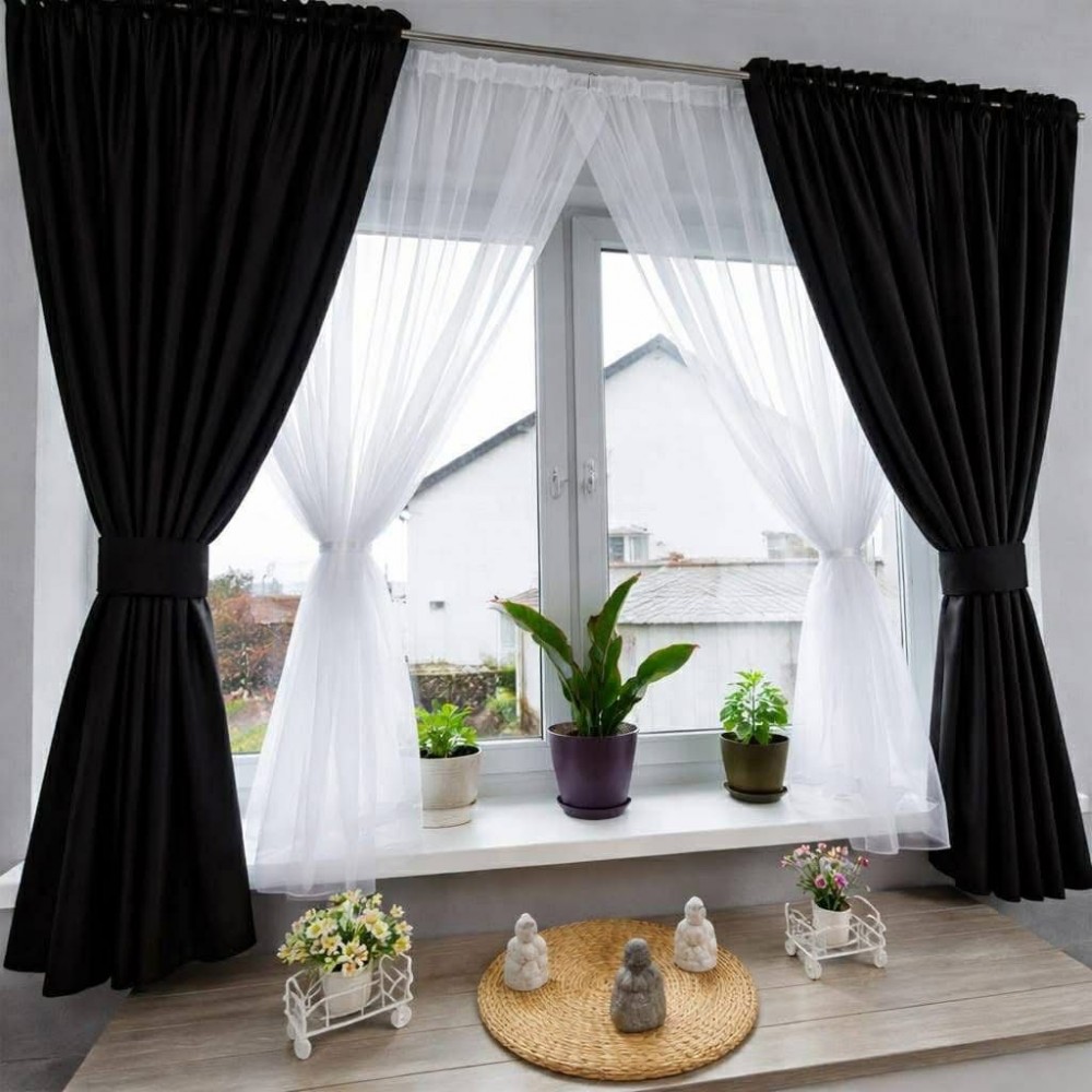 Set Perdea Voal + Draperie Catifea Blackout 400x160 cm PROVENINETA TURCIA, CALITATE GARANTATA!  SET19 DRAPERII