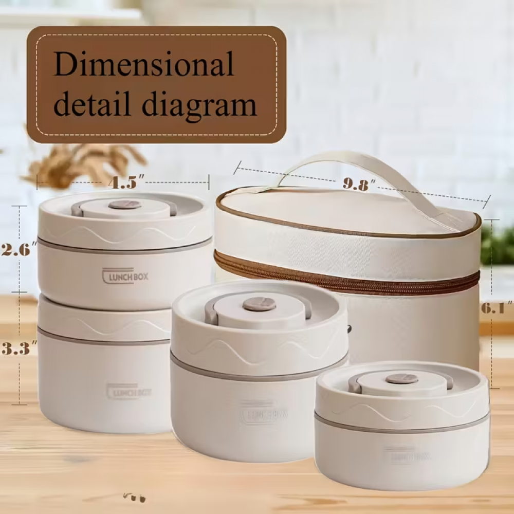 Set de 4  cutiI pentru prânz și geantă, izolate din oțel inoxidabil masa1 BUCATARIE