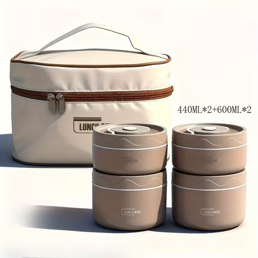 Set de 4  cutiI pentru prânz și geantă, izolate din oțel inoxidabil masa1 BUCATARIE