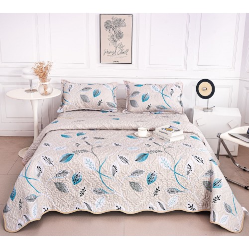 Cuvertura cu DOUĂ FEȚE pentru pat dublu din Bumbac Satinat cu model, Matlasata, 230x250cm, CVT94