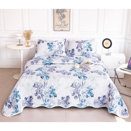 Cuvertura cu DOUĂ FEȚE pentru pat dublu din Bumbac Satinat cu model, Matlasata, 230x250cm, CVT101