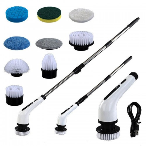 Perie electrica rotativa de curatate 9 in 1 – 9 capete multifunctionale, 2 viteze, maner telescopic PR91
