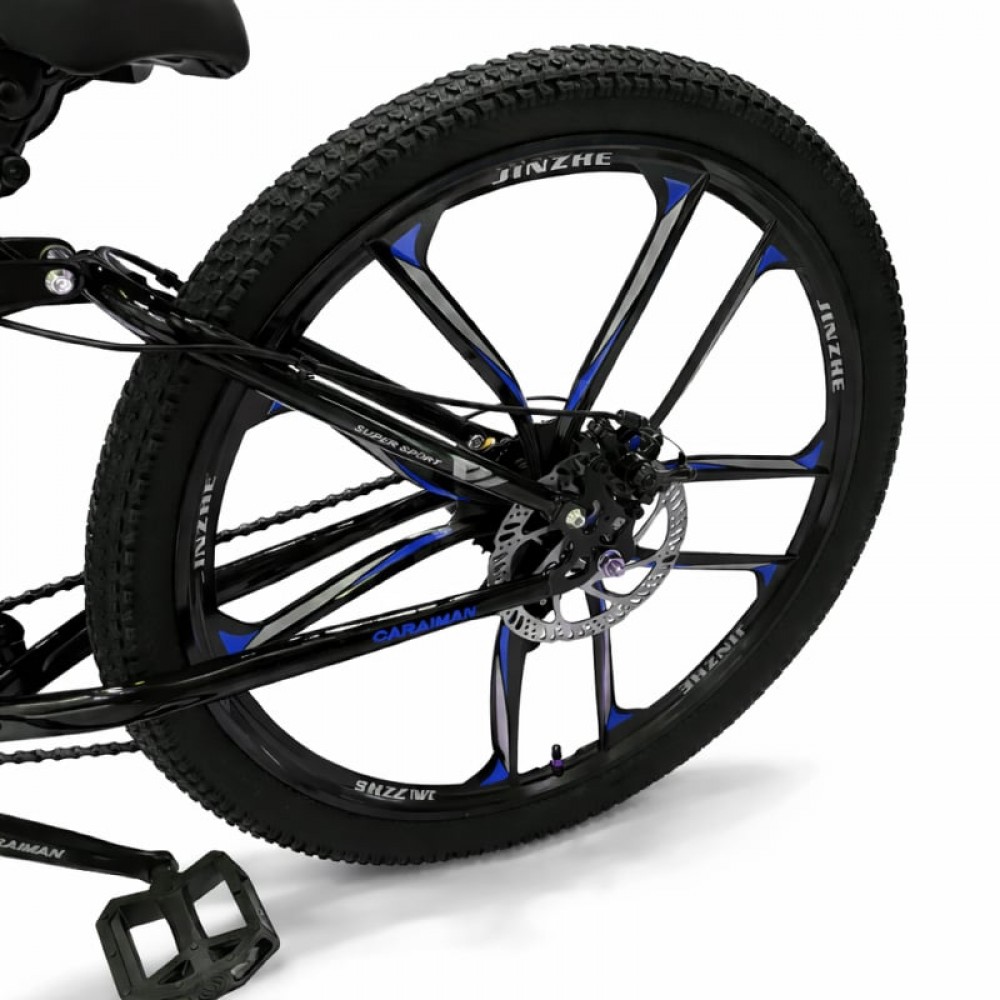 Bicicletă Caraiman, pliabilă, roți 26 inch, cu dublă suspensie, frâne pe disc, albastră 26ZDA BICICLETE ADULTI