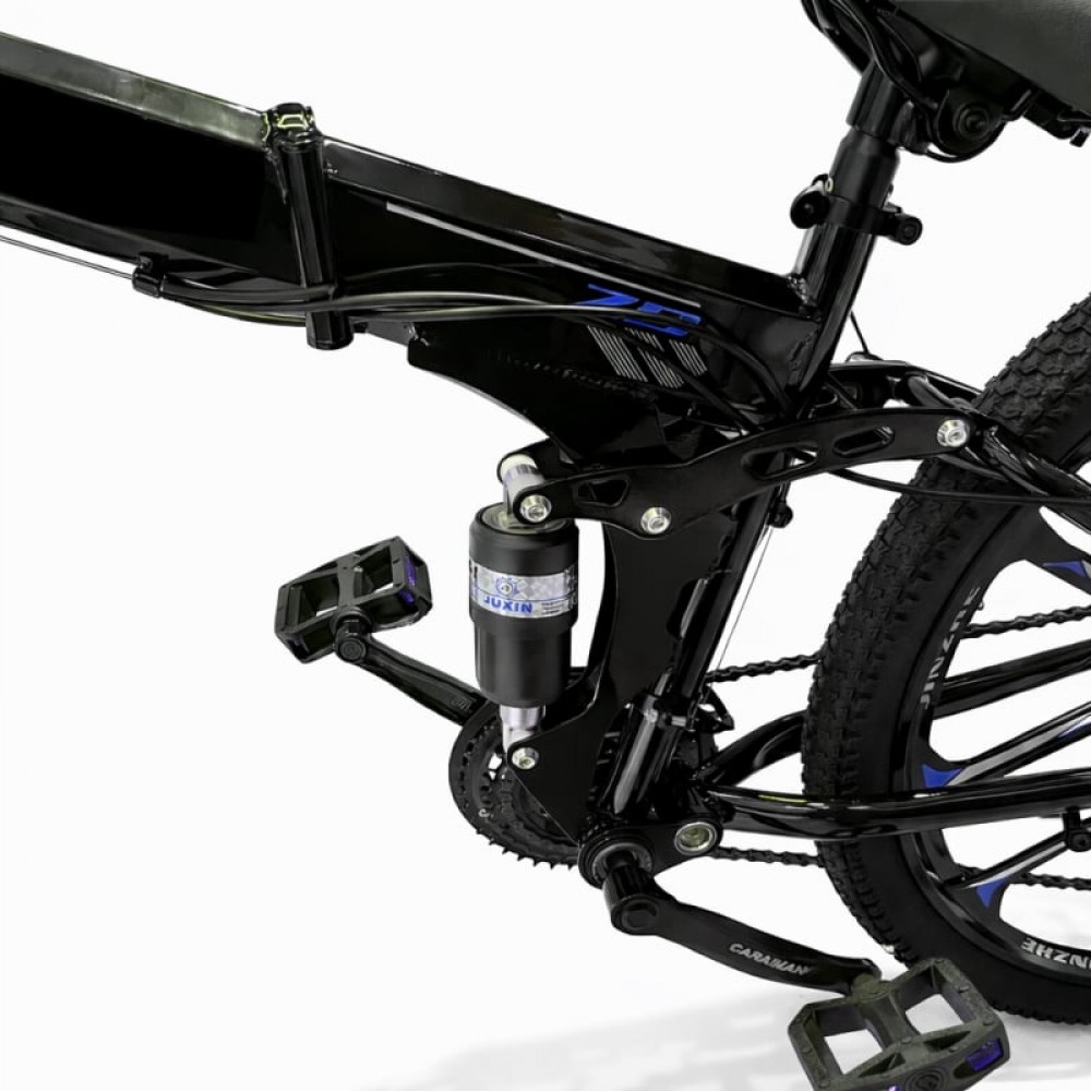 Bicicletă Caraiman, pliabilă, roți 26 inch, cu dublă suspensie, frâne pe disc, albastră 26ZDA BICICLETE ADULTI