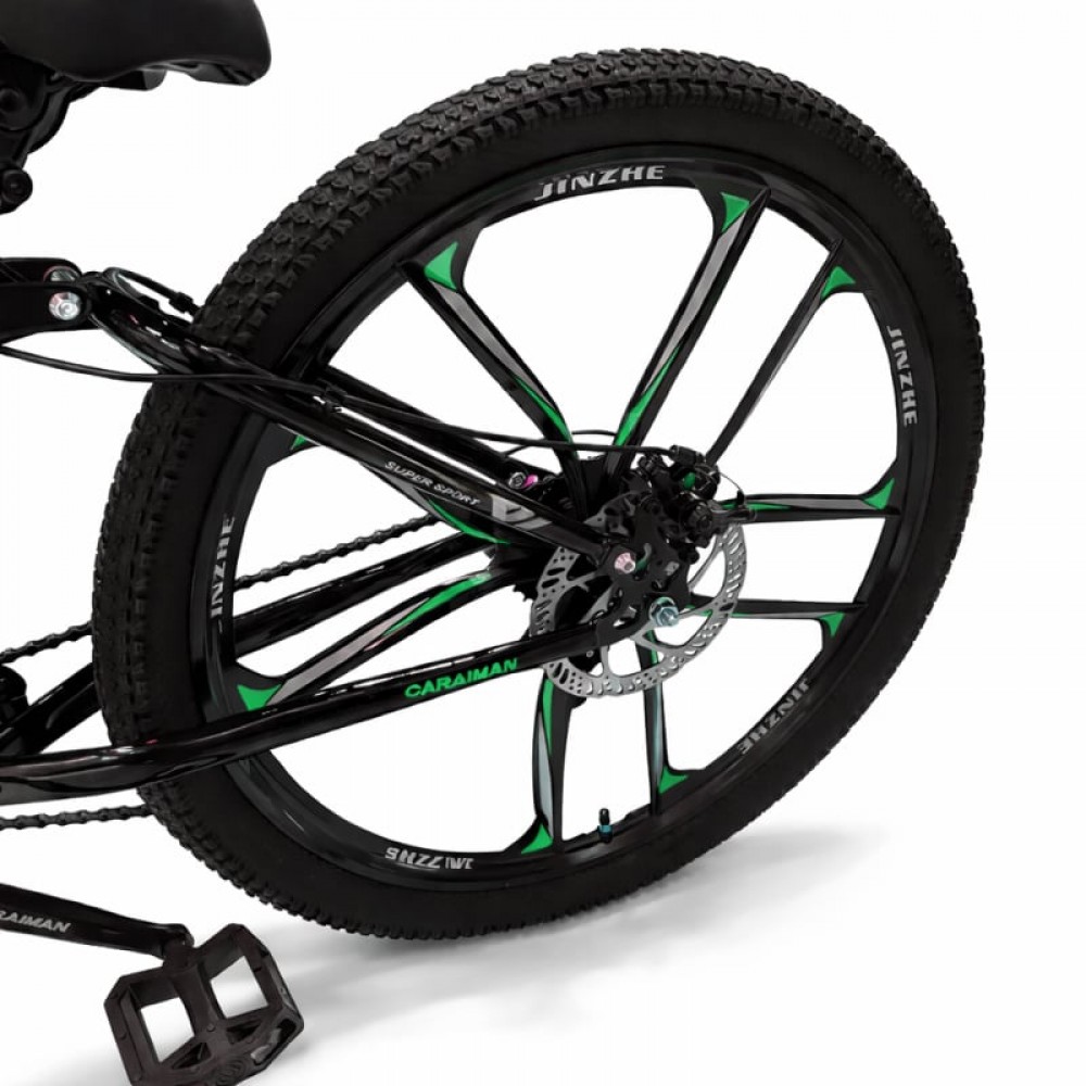 Bicicletă Caraiman, pliabilă, roți 26 inch, cu dublă suspensie, frâne pe disc, VERDE 26ZDV BICICLETE ADULTI